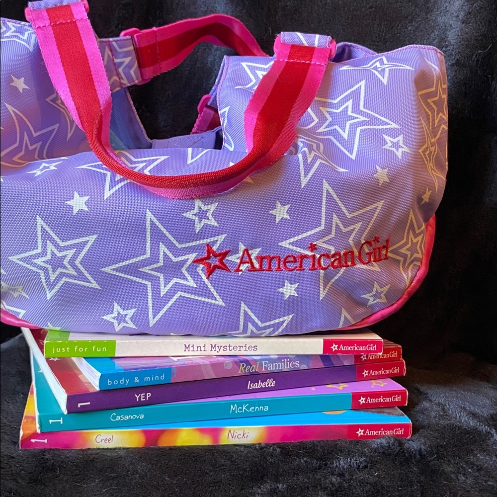 American Girl Purple Starry Tote bag & five thought provoking moral values Books